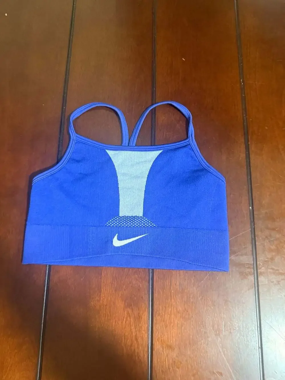 Nike Dri-FIT Seamless Racerback Sports Bra in Royal Blue